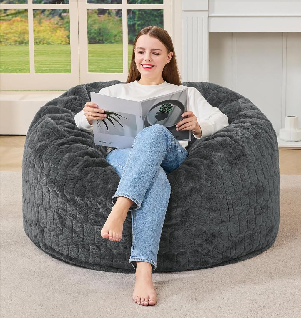 Hobestluk Large Bean Bag Chairs 3FT Big Adults BeanBag Chairs Plush Cover