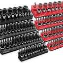 SUNBABA 8-Piece Magnetic Socket Organizer Set,1/2", 1/4" and 3/8" SAE & Metric Deep & Shallow Socket Holder Kit, Socket Trays, holds 197Pcs Sockets (sockets not included)