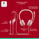 Logitech H390 Wired Headset for PC/Laptop, Stereo Headphones with Noise Cancelling Microphone, USB-A, in-Line Controls, Works with Chromebook - Rose