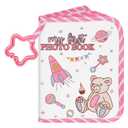 Lanpn Baby Photo Album Holds 17 4x6 Pictures, My First Soft Cloth Family Photo Book with Name Card & Name Tag Sticker, Fabric Kid Memory Keepsake Gift for Baby Shower Newborn Toddler Girl (Bear)