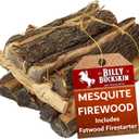Billy Buckskin 18 LB Mesquite Firewood Bundle  Aromatic & Seasoned Wood Logs with Fatwood Starter Sticks for Fire Pit, Campfire, Fireplace, Wood Stoves and Outdoor Grilling