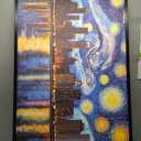 Chicago Skyline Wall Art, Starry Night Chicago Pictures Wall Decor, USA Cityscape Canvas Prints Painting, Large Building Panoramic Framed Artwork for Living Room Bedroom Office Bathroom Dining Room 60"x 30"