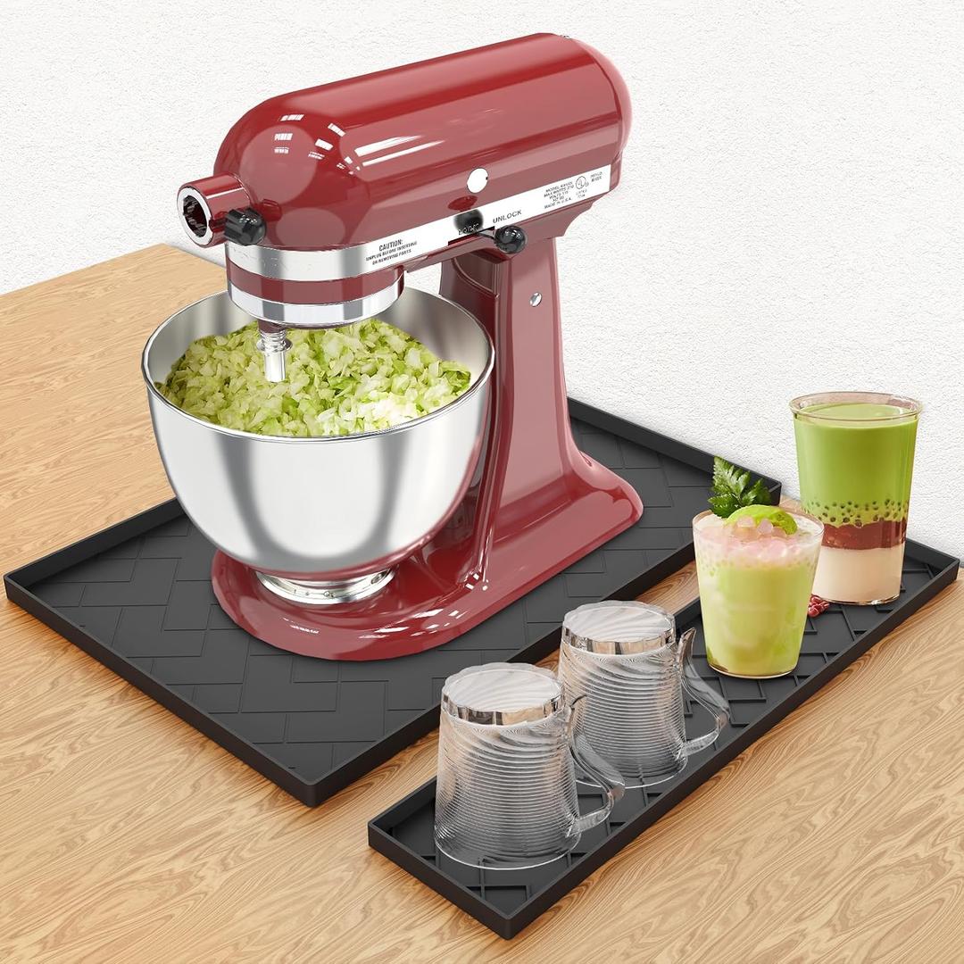 Mixer Slider Mat for KitchenAid Stand Mixer, 18" x 15" Silicone Appliance Slider with Non-Slip Shock-Absorbing Base, Easy Move Sliding Mat for Countertop Kitchen Mixers, Black