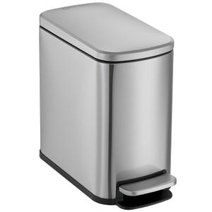 SIMPLI-Magic 6L/1.6G Stainless Steel Bathroom Trash Can with Hands-Free Foot Pedal, Quiet Soft-Close Lid, Compact Space-Saving Size (Small, Silver)
