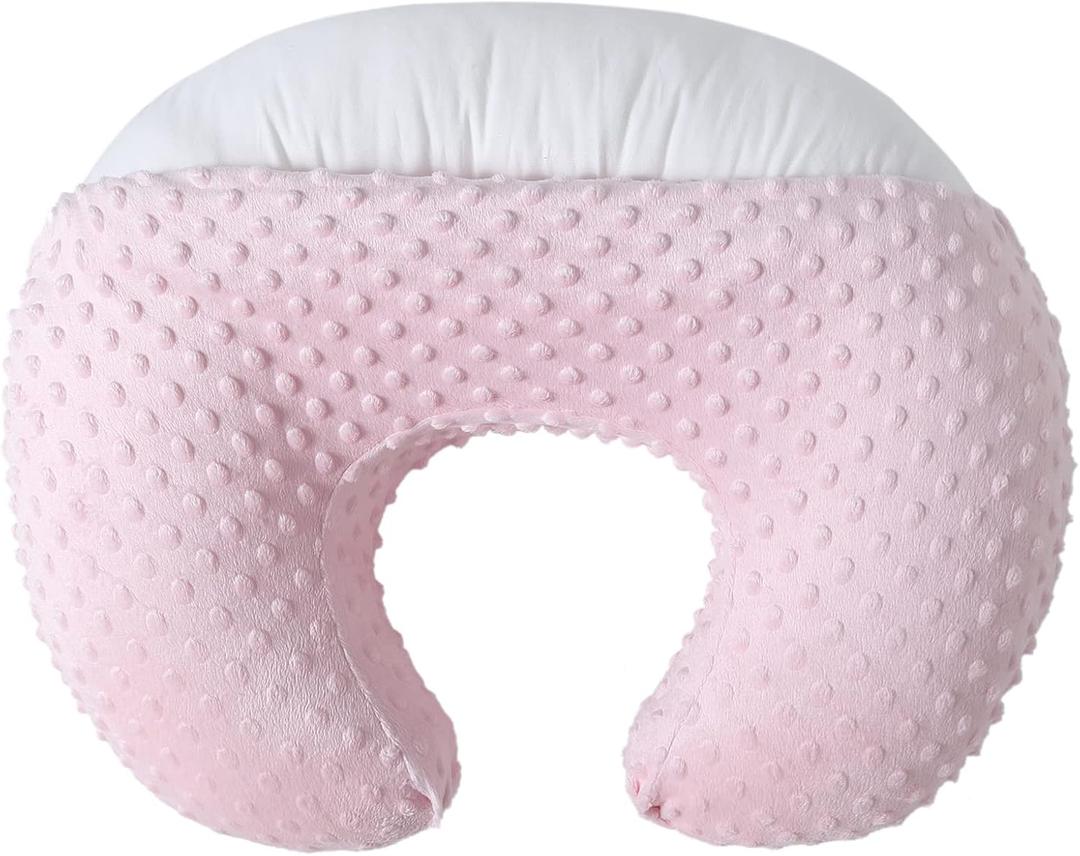 Nursing Pillow and Positioner Breastfeeding and Bottle Feeding, Propping Baby, Tummy Time, Sitting Support for Baby Boy Baby Girl, with Removable Dots Cover (Blushing Bride) (22 X 17.7 X 5.9 Inch, Pink)