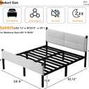 Metal Bed Frame,14Inch Queen Size Bed Frame with Storage Space,Heavy Duty Sturdy Mattress Foundation,Easy Assembly,No Box Spring Needed,Queen White