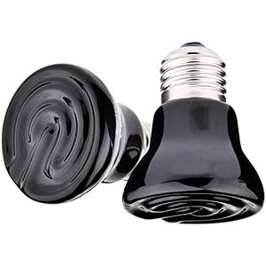 Qixivcom 2-Packs 50W Black Ceramic Heat Lamp Mini Reptile Heat Lamp Bulbs E26/E27 Infrared Reptile Heat Emitter Heater Lamp Bulb No Light Lamps for Lizard Brooder Coop Aquarium Habitat Lizard Turtle