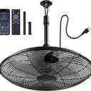 addlon Outdoor Fans for Patios, 20 inch IP65 Waterproof Gazebo Fan Remote&APP Control, 6 Speeds, Quiet, DC Motor, Plug in Ceiling Fan with Hook Hanging Caged Fan for Pergola Porch Canopy Backyard