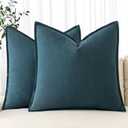 MIULEE Decorative Linen Pillow Covers 16x16 Inch Blue Boho Farmhouse Neutral Couch Throw Pillows for Bed Pack of 2 Accent Coastal Modern Pillowcase Summer Sofa Livingroom Home Decor