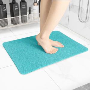 Hargiis Non-Slip Bathtub Mat, Anti Slip Shower Mat, Fast Drying Bathtub Mats, Foot Scrubber Mat, Anti Slip Mat for Tub, Floor, Bathroom, Kitchen, Home, Hotel (Turquoise Blue 24"16")