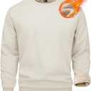 MAGCOMSEN Men's Sherpa Lined Sweatshirts Fleece Pullover Basic Tops Warm Crewneck Winter Sweatshirt (Large, Light Khaki)