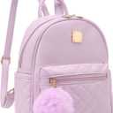 Barsine Girls Fashion Mini Backpack Purse Small Cute Plaid Leather Women Backpacks Little Bag (Purple)