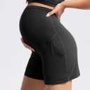 POSHDIVAH Women's Creamluxe Maternity Yoga Shorts with Pockets Pregnancy Workout Running Pants Clothes 6"/9"/12" (Black, M)