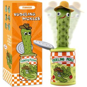 Timozo Yodeling Pickle, Talking Yodeling Toy Repeats What You Say, Singing Pickle Plush Toys - Rechargeable Twisted Mimicking Toy Singing Dance, Funny Prank Novelty Gag Gift for Adults & Kids