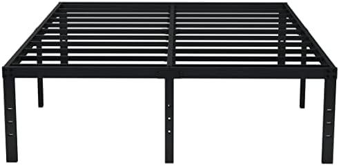 EMODA 18 Inch King Bed Frame No Box Spring Needed, Heavy Duty Tall Metal Platform with Large Storage Space, Noise Free, Easy Assembly, Black