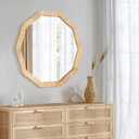 ULIKE Rattan Wicker Mirror for Bathroom, 30 Inch Boho Woven Decorative for Wall, Rustic Farmhouse Vanity Mirror, Large Geometric Rattan Mirrors for Living Room Entryway Bathroom Bedroom