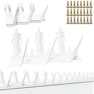 Heavy Duty Metal Fence Spikes-Anti Climb Security Spikes for Fence and Wall-Intruder and Animal Deterrent (White, 74 inches)