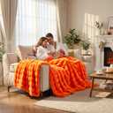 DREAMNINE Soft Faux Bubble Rabbit Fur Blanket Twin Size, Thick Cozy Decorative Warm Fuzzy Fur Blanket for Bed Couch Sofa Chair Bedroom Living Room Dorm Gift, 60 * 70 Inches, Orange