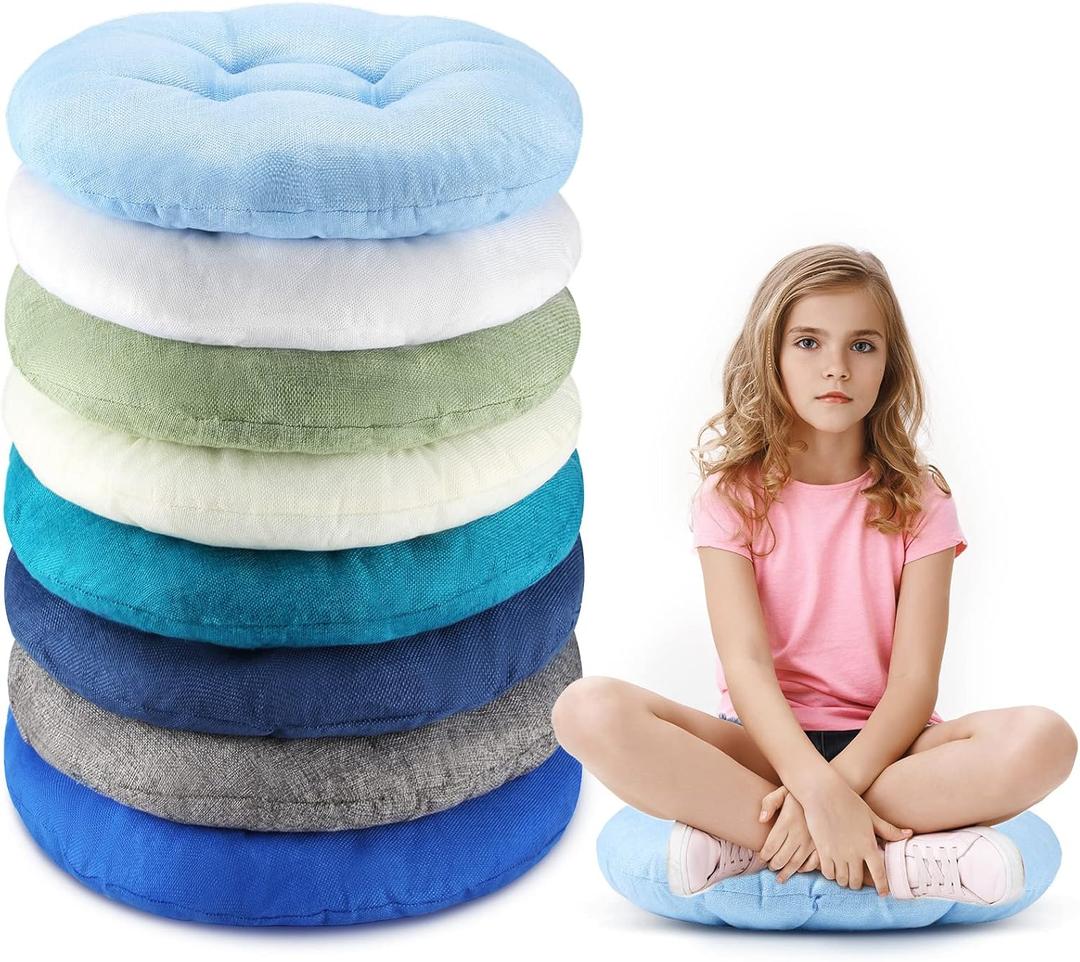 Fumete 8 Pcs 16 Inch Round Floor Cushions for Kids and Toddlers, Flexible Seating Classroom Furniture Floor Pillow for Home, Daycare, Preschool, Yoga and Meditation (Stylish)