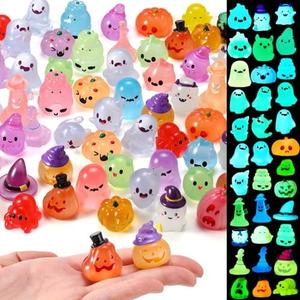 Seenelling Halloween Mini Resin Figurines Luminous Ghost Miniature Figurines Cute Ghost Ornament Glow in Dark for Halloween Garden Dollhouse Decoration Crafts (Party Style)