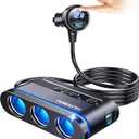Cigarette Lighter Splitter,3 Socket Cars Cigarette Lighter Adapter,Heavy Duty Truck USB Chager Multi Port with PD30W/QC3.0 USB C 12/24V Car Plug Outlet with LED Voltage Display Independent Switches