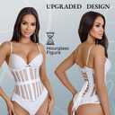 Mesh Corset Waist Trainer for Women - Underbust Corset Lace Up - Waist Cincher Shapewear - Body Shaper (White, L)