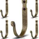 Wrought Iron Wall Mounted Hooks Heavy Duty Garage Storage Organizer Decorative Hanger for Home Garage Bathroom Kitchen Door Office Hanging Coat, Keys, Towel, Tools, Bags, Hat (Bronze) (J Hook Bronze x 5)