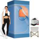 Portable Sauna for Home with 3L 1200W Steamer, Big Folding Chair, 99 Mins Timer, 9 Levels, Pernoanl Steam Sauna Tent Dual YKK Zippers for Home Spa Detoxification, 32' x32' x 71', Light Blue