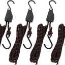 DAJAVE 4 Pack Kayak Rope Tie Downs, 1/4" x 11.8ft Kayak Ratchet Tie Downs Canoe Bow and Stern Tie Down Straps, Heavy Duty Adjustable Rope Clip Tie Down Kayak and Canoe Accessories