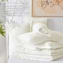 CozyLux King Size Comforter Set Ivory Seersucker 7 Pieces Bed in a Bag King Comforter Set with Sheets, Luxury Soft Bedding Sets with Down Alternative Comforter, Sheets, Pillowcases & Shams All Seasons