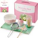 7 Pcs Matcha Whisk Set, Matcha Set Pink,Matcha Kit,Matcha Tea Set,Matcha Bowl Set with Pink Cat Scoop Holder, Tea Cloth, Sifter(Gradient Pink)