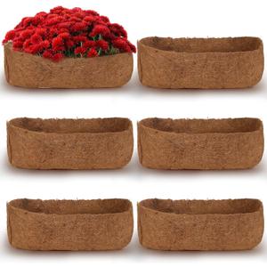 6 Pcs Window Box Liners Trough Coco Fiber Replacement Liners for Wall Planters Hanging Basket Coco Liners Natural Thick Coconut Coir Fiber Liners for Garden Vegetables Herbs Flower Pot Deck (24 Inch)