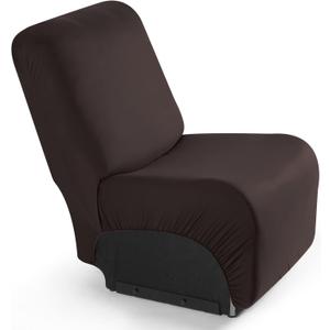 TAOCOCO Stretch Recliner Cover for Middle Seat, 1-Piece Polyester Fabric Seat Slipcover for Recliner Sofa Covers(Coffee, 1 Armless Chair Cover)