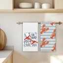 Coastal Lobster Kitchen Towels Set, Beach Ocean Crawfish Kitchen Decor, Red Lobster Gifts for Friends, Crawfish Boil Hand Towels Dish Towels for Kitchen 16x24 Inch, Set of 2