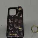 Petitian for iPhone 16 Pro Case Wallet - Women Girls Cute Girly Aesthetic Unique Design Leather Credit Card Holder Cardholder Stand Wristband for iPhone 16 Pro, Black Butterfly