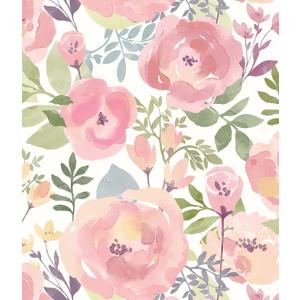 Orainege Floral Wallpaper Peel and Stick Wallpaper 16.9in x196.8in Peony Flowers Floral Contact Paper Removable Self Adhesive Wall Paper Decorative for Cabinets Walls Shelf Liner, Peachy