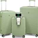 HanTrip 20"/24"/28" Expandable Hardshell Luggage Sets 3 Piece, Bamboo Green