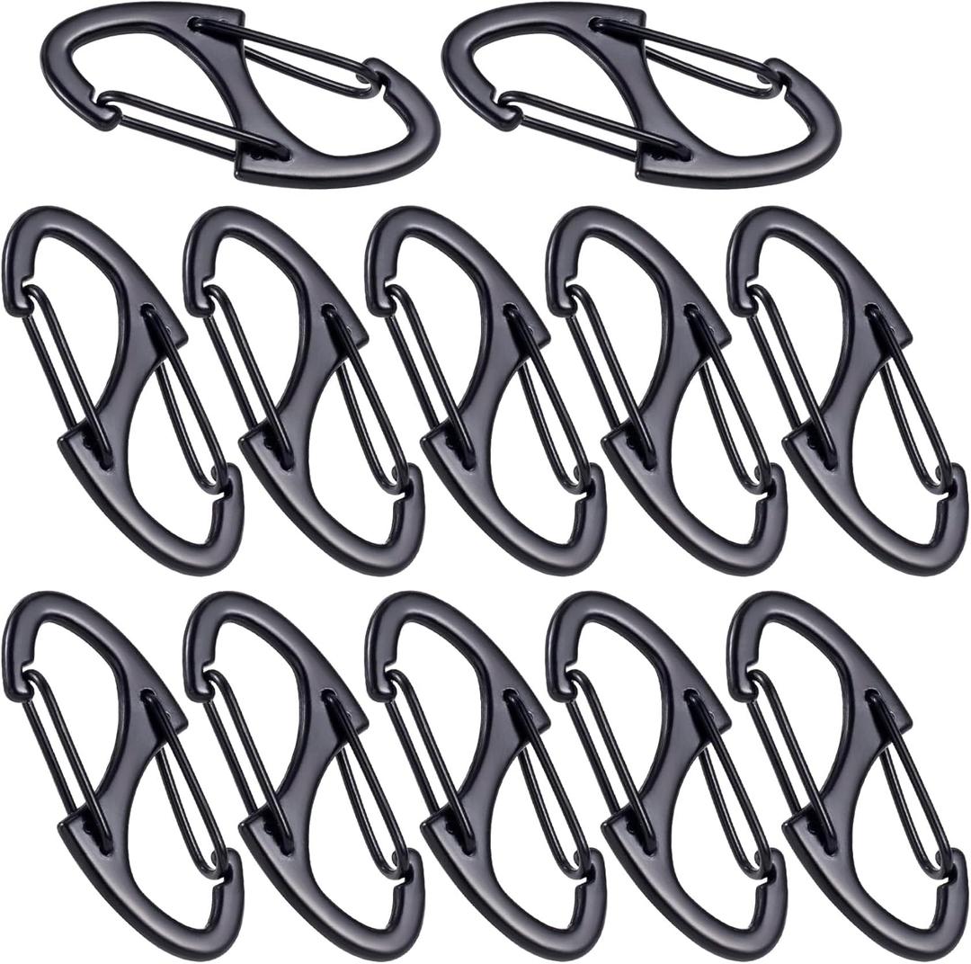 8 x HINZIC 12Pcs Zipper Clip Anti Theft Deterrent, Black Dual Opening Safety Zipper Pull Replacement, Keep The Zip Closed for Backpacks Traveling Camping Suitcases