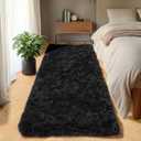 ONASAR Black Runner Rugs for Bedroom Living Room, 2x6 Bedside Fluffy Area Rug, Indoor Ultra Soft Plush Shaggy Furry Floor Throw Carpet for Hallway Nursery Kids Boys Girls Dorm Closet Home Decor