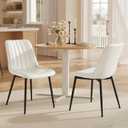 VASAGLE Dining Chairs Set of 2, Upholstered Kitchen Chairs, Synthetic Leather, Max. Load 264 lb, Steel Legs, Curved Backrest, for Dining Room, Cloud White and Ink Black ULDC090WH02