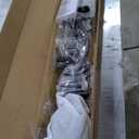 FREDBECK Preassembled Bifold Barn Door 30x84 (Double 15x84) with 1 Lites Mirror, Bi-fold Closet Doors Hardware Kit Included, 34" Track for 2 Doors, PVC, White, for Living Room, Bathrooms, Kicthen