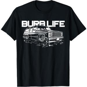 Squarebody Burb Life Truck Squarebody Suburban T-Shirt (Small, Black)