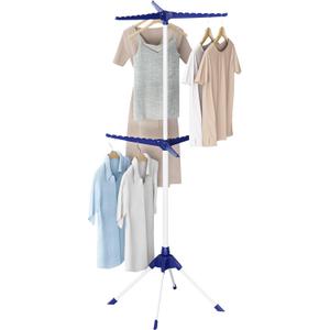 APEXCHASER 2-Tier Clothes Drying Rack, 66 - Inch Collapsible Drying Rack Clothing, 6 Staggered Arms for Clothes Rack, for 48 Pieces of Clothes (2-Tier, Dark Blue)