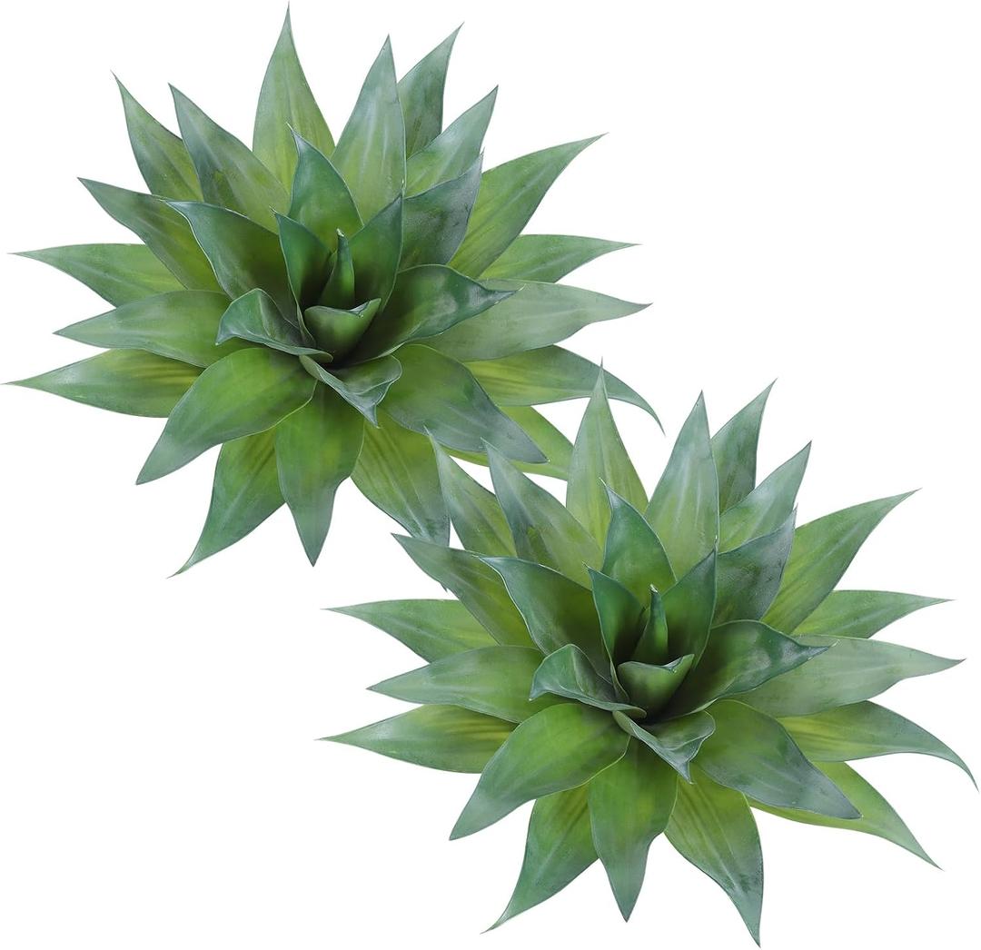 Artificial Agave Plants Set of 2, Outdoor Realistic UV Resistant Fake Plant