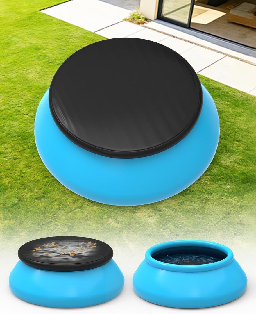 8 ft Round Inflatable Pool Cover, Outdoor Round Above Ground Inflatable Swimming Pool Cover with Elastic Band, Easy Set, Snug Fit, Dustproof, Windproof