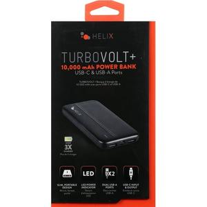 Helix/Retrak Power Bank 10000 with USB-C and Dual USB-A Ports Black Batteries