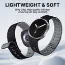 Bandletic Silicone Magnetic Band Compatible with Samsung Galaxy Watch 8 40mm 44mm / 8 Classic 46mm 2025, No Gap Soft Sport Wristbands Breathable Replacement Strap for Men Women, Black/Gray