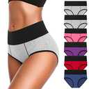 Eiggam Underwear for Women, Cotton High Waist Underwear for Women Full Coverage Soft Comfortable Briefs Panty 4, Size S