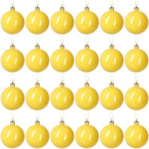 24 Pcs 2.4 inches Yellow Christmas Ball Christmas Tree Ornaments Christmas Tree Pendants Xmas Shiny Balls Baubles Set Christmas for Christmas Tree Hanging Wreath Garland Decorations（Yellow）