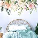 Flowers Leaves Wall Decals Peel and Stick, Large Floral Flowers Wall Stickers, Removable Vine Home Decor Art for Bedroom Living Room Classroom Office